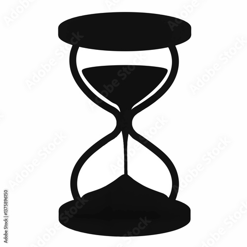 Silhouette of hourglass timer on white background, time symbolism