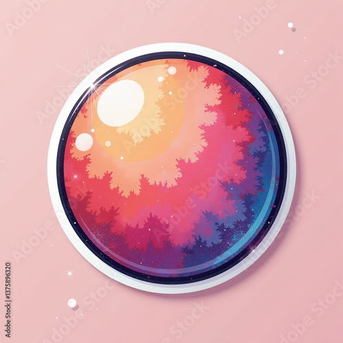 Vibrant abstract artwork capturing colorful fractal patterns on a round canvas