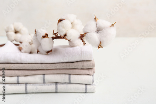Stack of clean towels with ...