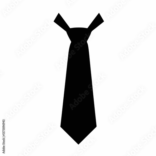Stylish black tie silhouette on white background, elegance concept