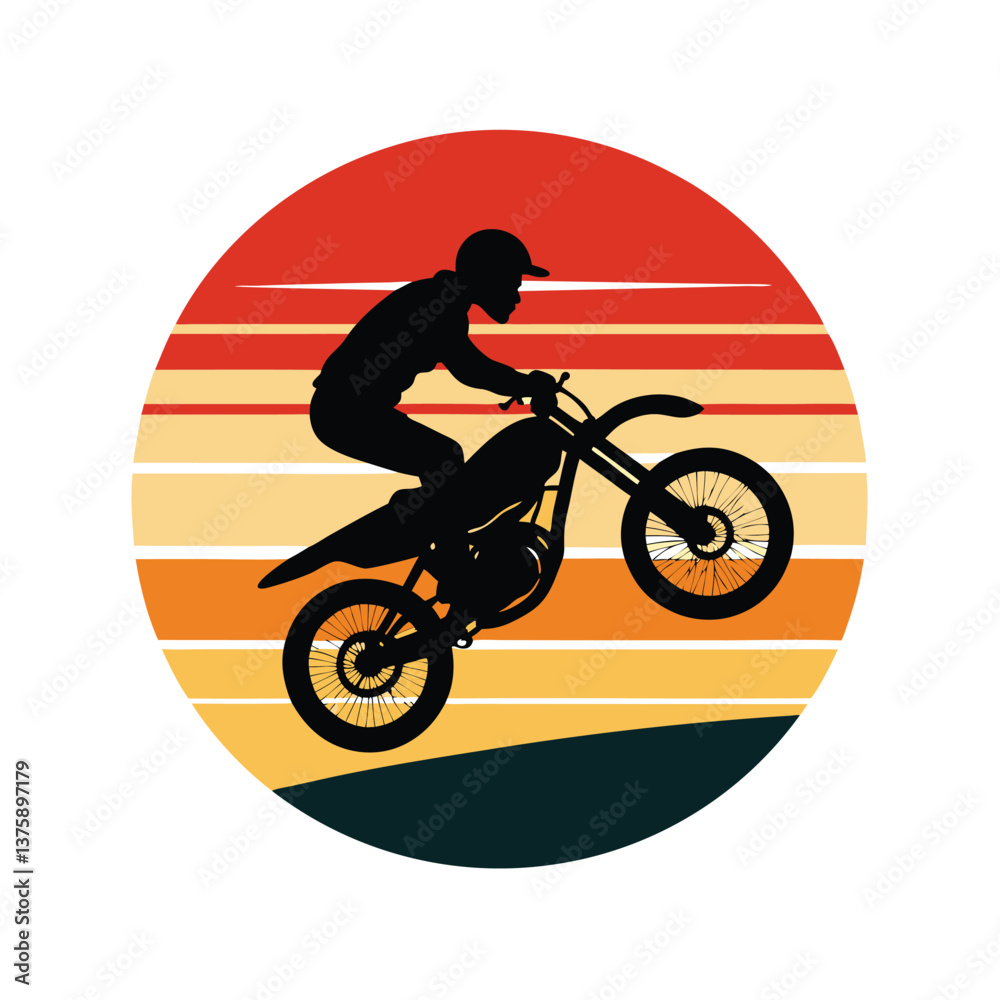 Fototapeta premium silhouette of a man riding a bike