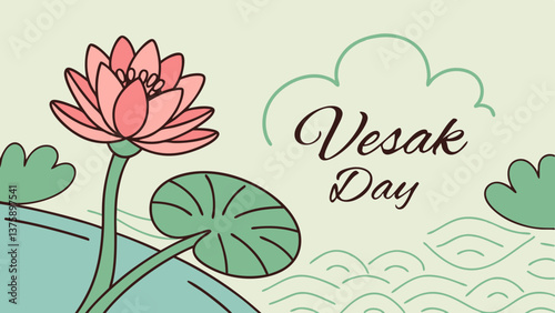 Lotus with happy Vesak day greetings