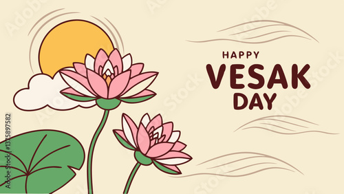 Lotus with happy Vesak day greetings
