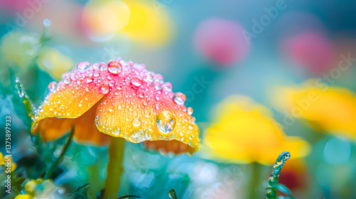Wallpaper Mural Bright and Colorful Flower with Water Drops and Soft Background Torontodigital.ca
