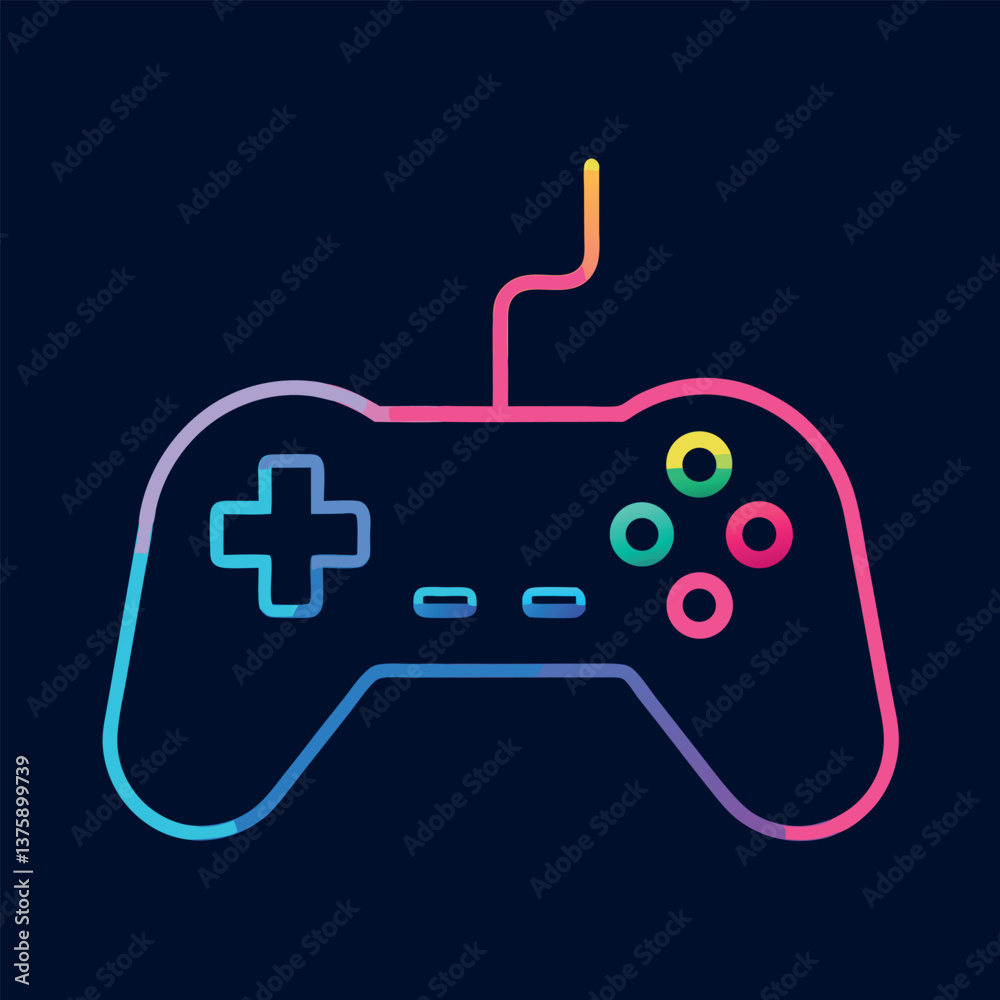 A classic game controller silhouette with a glowing. A classic game controller silhouette with a glowing.