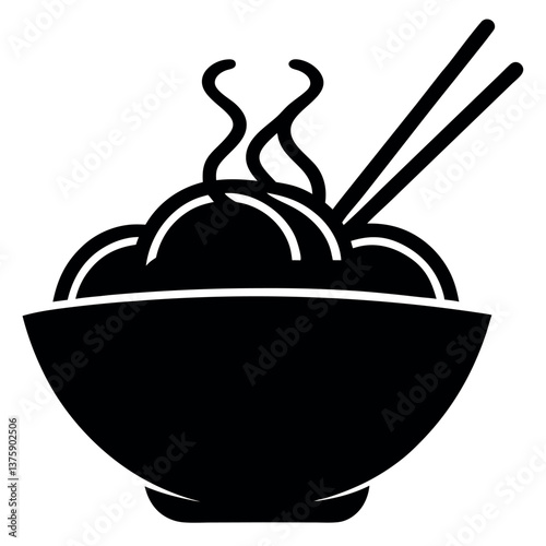 Chow mien silhouette illustration on white background. 
