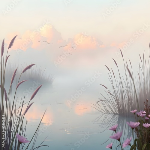 Tranquil Reflection in Pastel Skies
