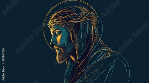 Jesus Christ Minimalist Vector Illustration.