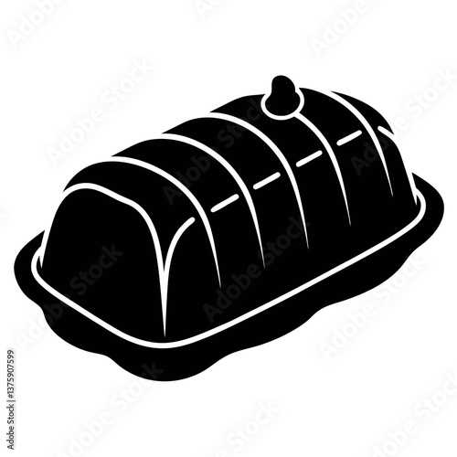 Meatloaf silhouette illustration on white background. 