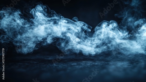 Dramatic smoky effect on dark surface, suitable for product presentation photo