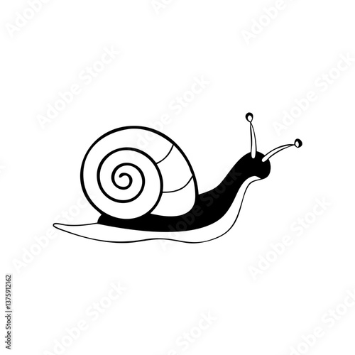 Snail crawling side view outline icon