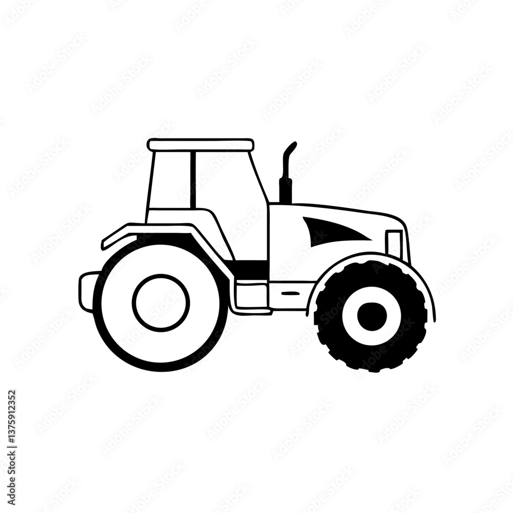 Agricultural tractor side view outline icon Agricultural tractor side view outline icon