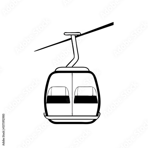 Gondola lift icon in minimal black vector