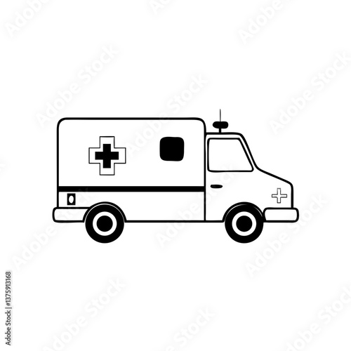 Wallpaper Mural Ambulance van icon in simple line art Torontodigital.ca