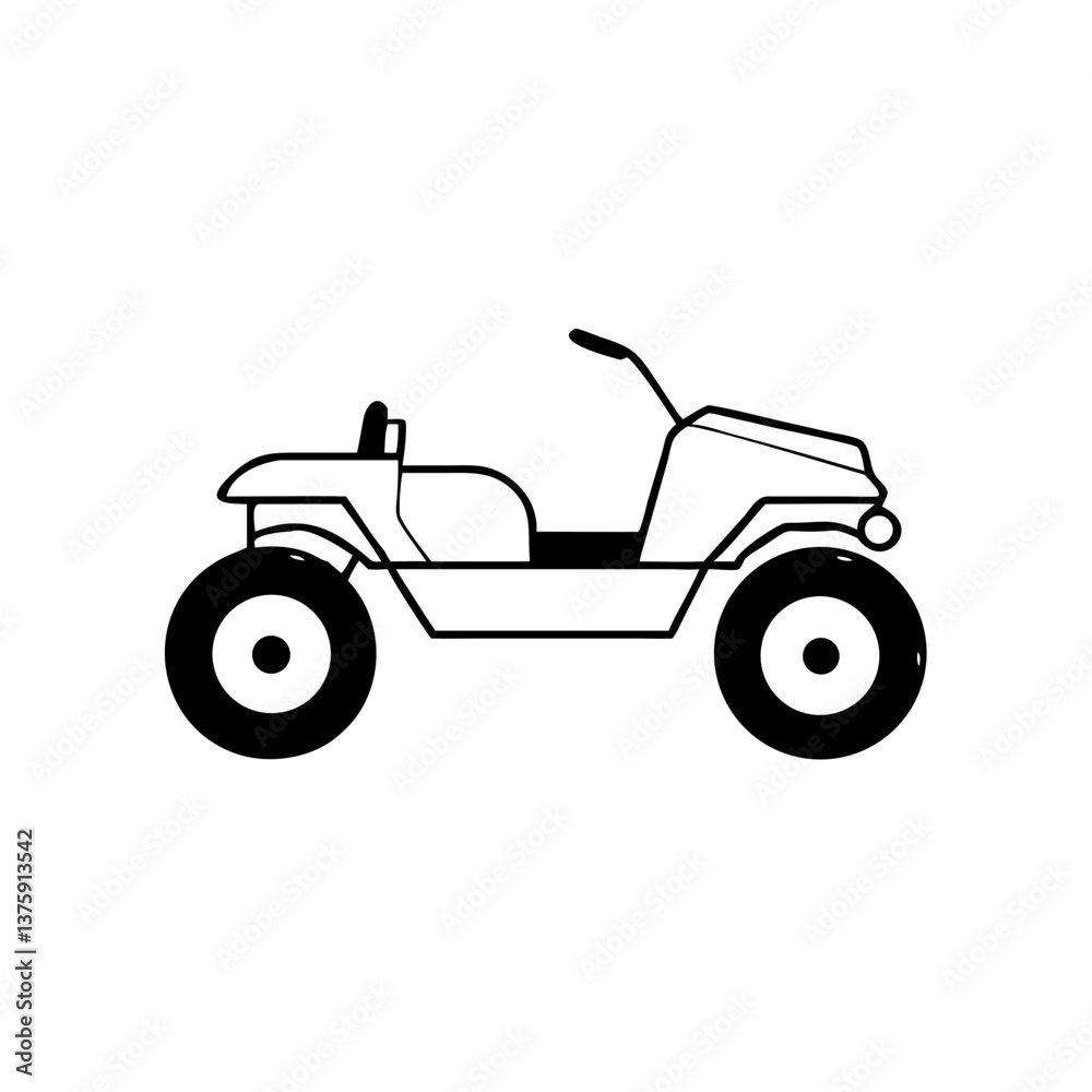 ATV four-wheeler icon in minimal black design ATV four-wheeler icon in minimal black design