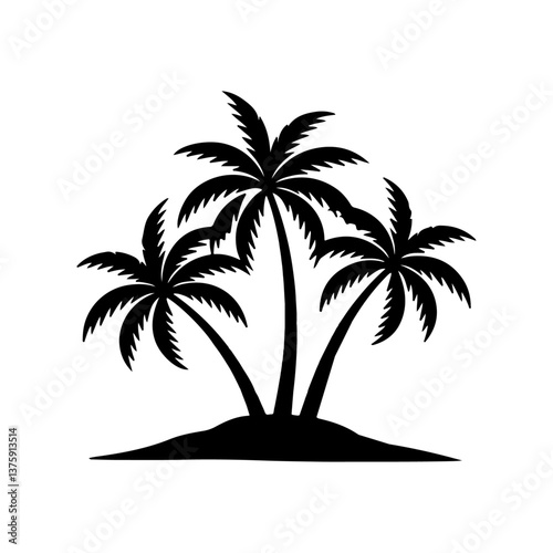 Tropical coconut palm tree silhouette vector illustration