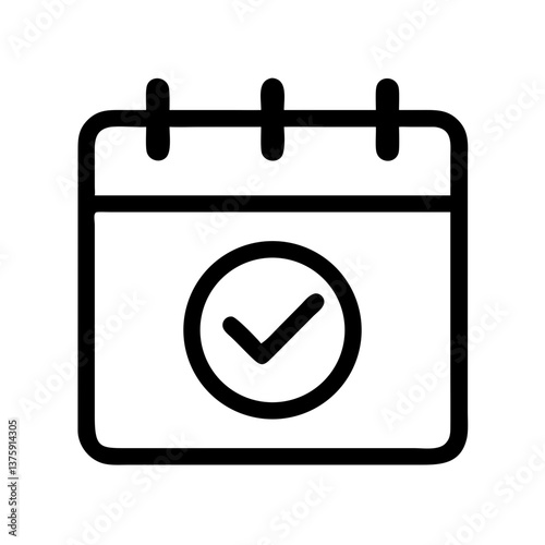 Confirmed Date Icon: Simple illustration of a calendar with a checkmark, emphasizing completion, scheduled appointments or special days.