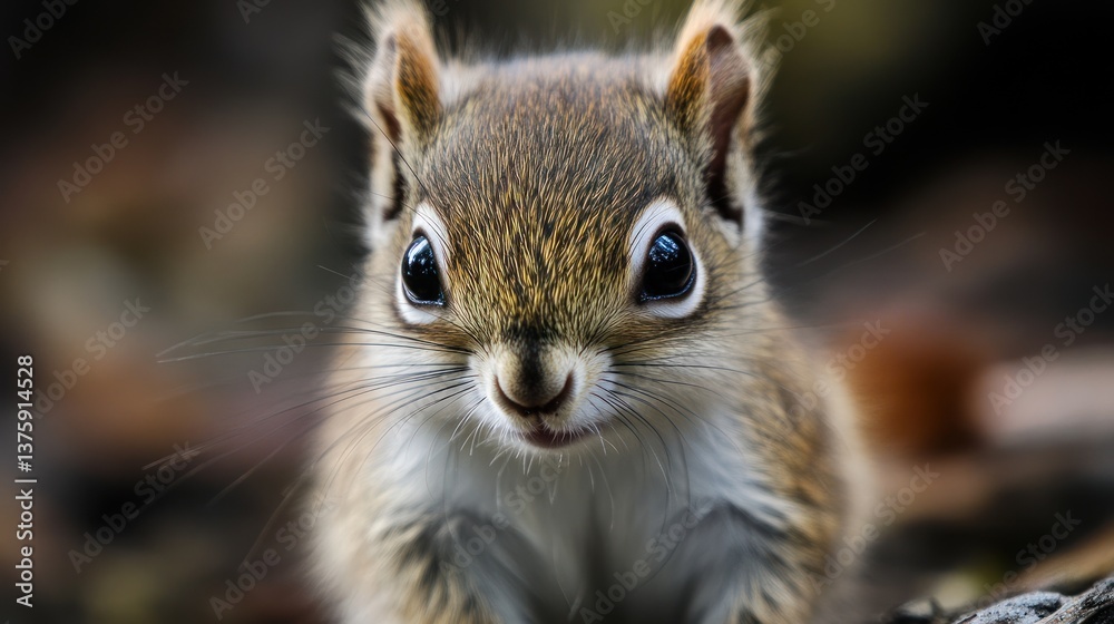 Fototapeta premium A close up photograph of a small curious squirrel looking directly