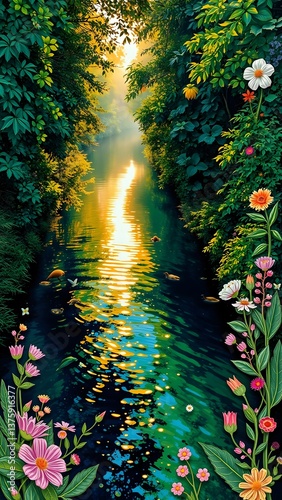 Tranquil Morning River Scene with Ducks