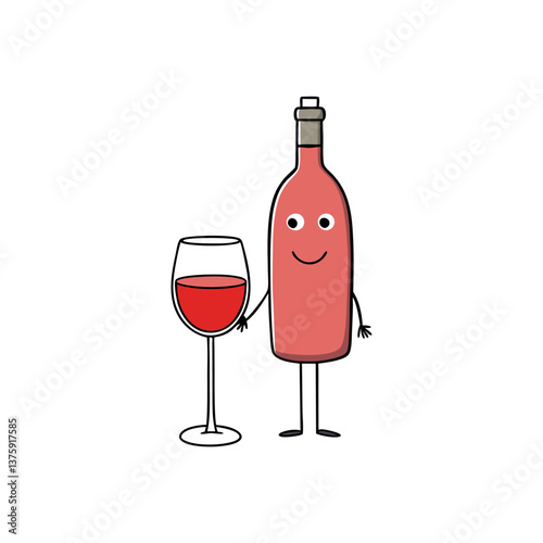 without face wine glass and bottle.