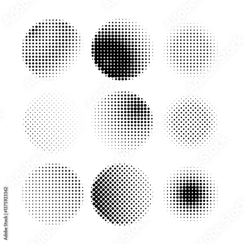 Collection of halftone patterns with different dot arrangements various dot patterns