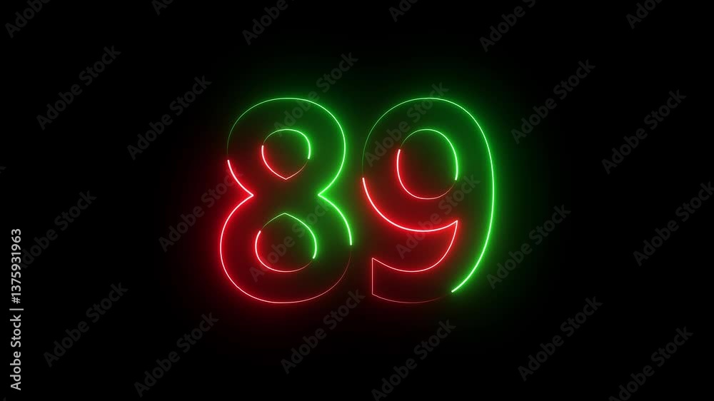The neon 89 text icon animation features dynamic glowing The neon 89 text icon animation features dynamic glowing