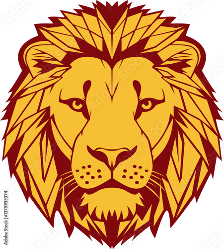 red and yellow lion face sticker