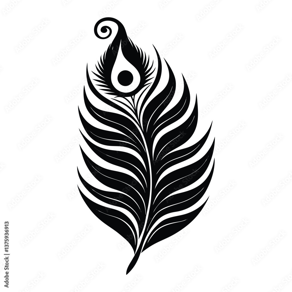 Black vector feather silhouette art Black vector feather silhouette art