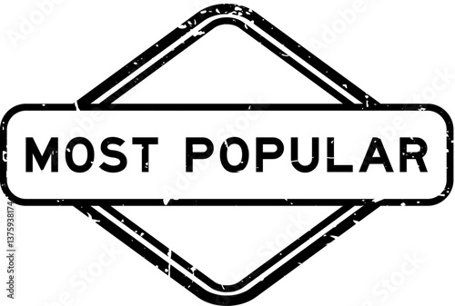 Grunge black most popular word rubber seal stamp on white background