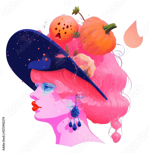 PNG Witch painting cartoon plant. photo