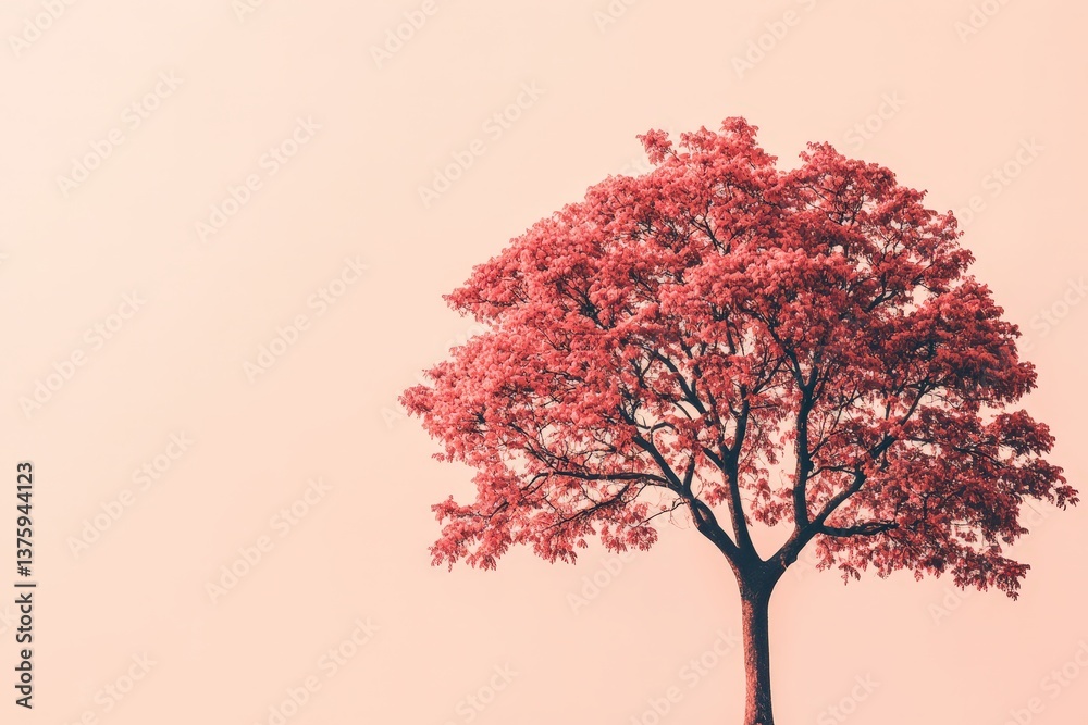 Fototapeta premium A vibrant tree with beautiful pink foliage and sturdy branches