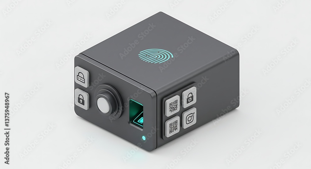 Sleek Black Security Device: Fingerprint & Multi-Authentication System Sleek Black Security Device: Fingerprint & Multi-Authentication System