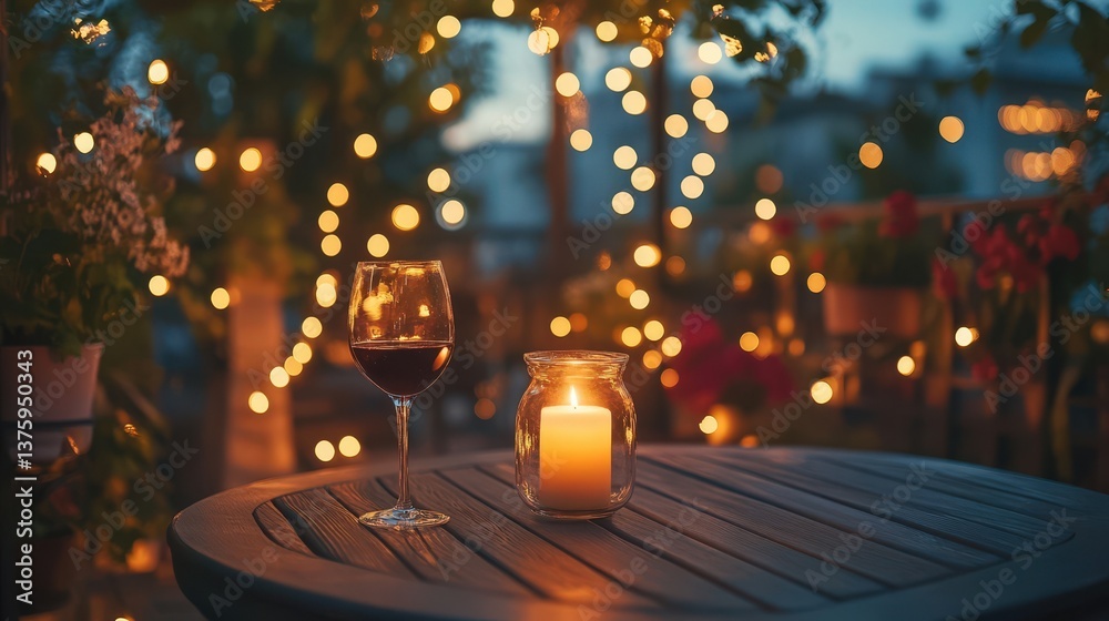 A Romantic Evening Scene Featuring Wine And Soft Candlelight A Romantic Evening Scene Featuring Wine And Soft Candlelight