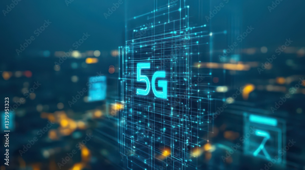 Prominent 5g displayed on a building signifying advanced telecommunications and modern digital connectivity