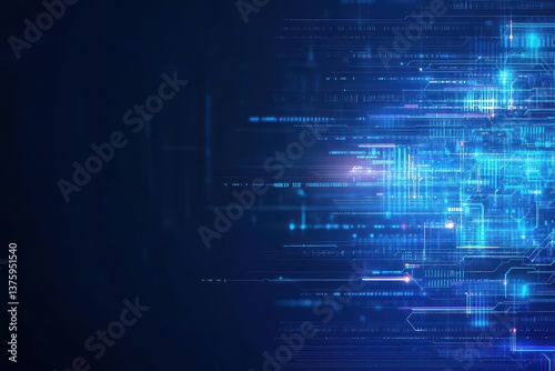 Detailed circuit board with blue and black background creating a high-tech visual representation of modern technology