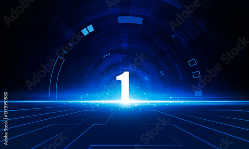 Abstract Door open Light Number 1 of technology background Hitech communication concept innovation background vector design.