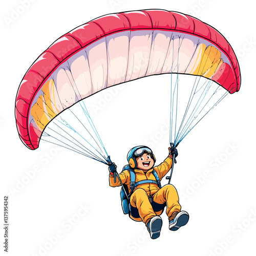 Paraglider flying with colorful parachute in the sky