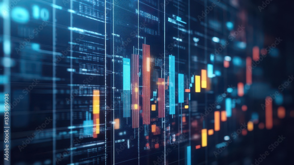 Fototapeta premium Computer screen displaying complex data metrics and analytics for business insights and performance evaluation