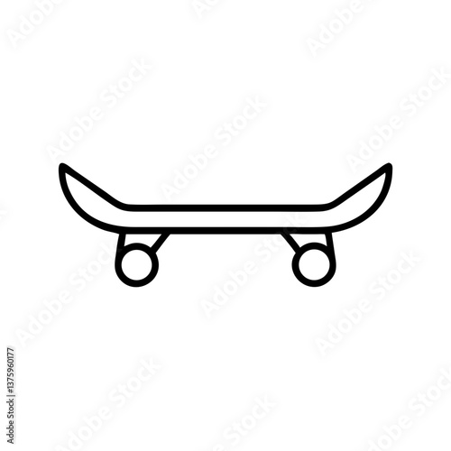Skateboard icon in black silhouette style, extreme sports equipment design concept