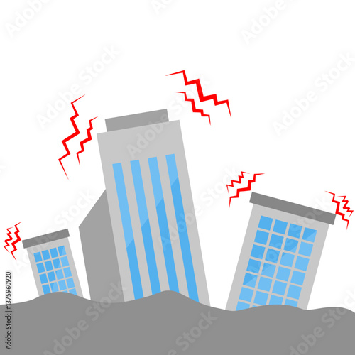 Earthquake city  vector illustration,Building collapse
