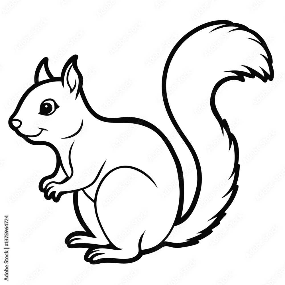 Cartoon squirrel with nut on a branch in a cute nature illustration Cartoon squirrel with nut on a branch in a cute nature illustration