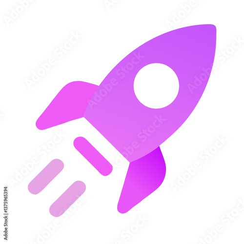 Stylized rocket icon with gradient colors for launch and creativity
