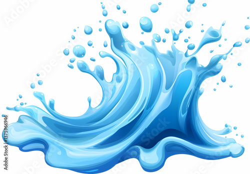 A dynamic splash of clear blue water forming an intriguing wave shape, symbolizing nature's beauty and fluidity.