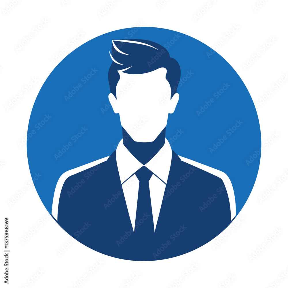 Black silhouette vector icon of a businessman in a suit, a symbol of office work and team success Black silhouette vector icon of a businessman in a suit, a symbol of office work and team success