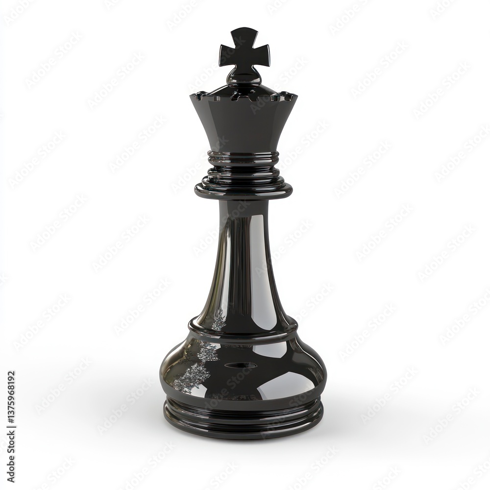 Elegant Black King Chess Piece on White Background Close Up View Elegant Black King Chess Piece on White Background Close Up View