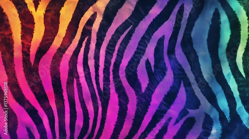 A fantasy animal skin pattern with rainbow gradient zebra stripes surreal and colorful for imaginative designs