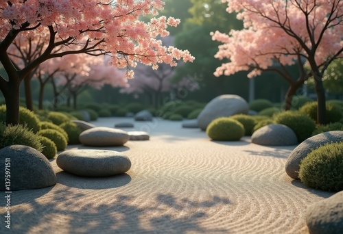 tranquil zen garden smooth stones serene sand patterns peaceful landscape raked gravel natural harmony meditative retreat, nature, mosaic, rock, pool, design