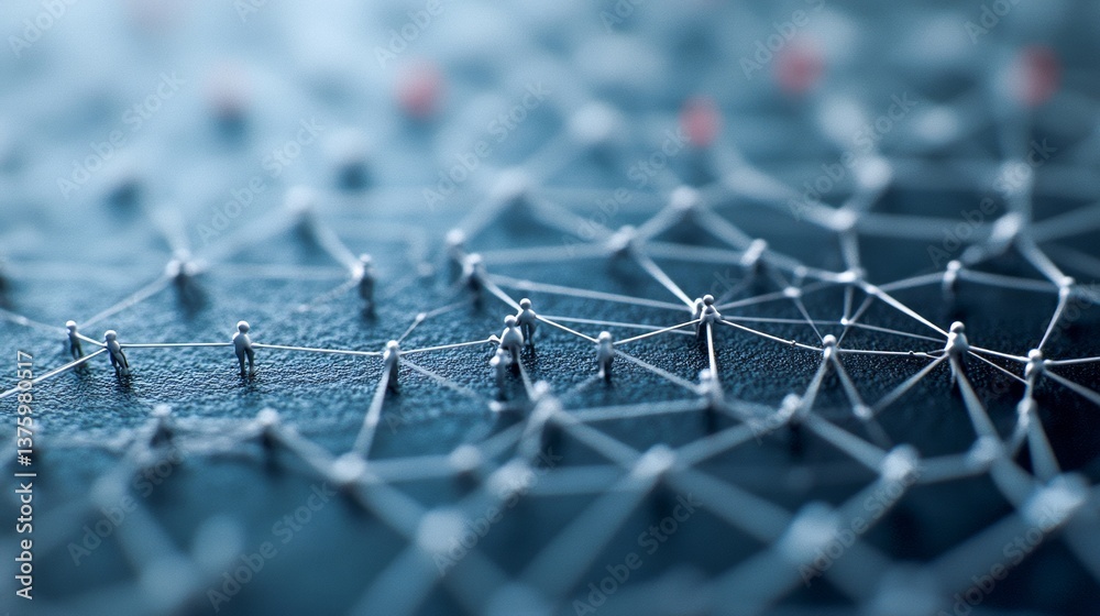 Obraz premium Complex network of interconnected nodes representing data connections and technology advancements in modern communication