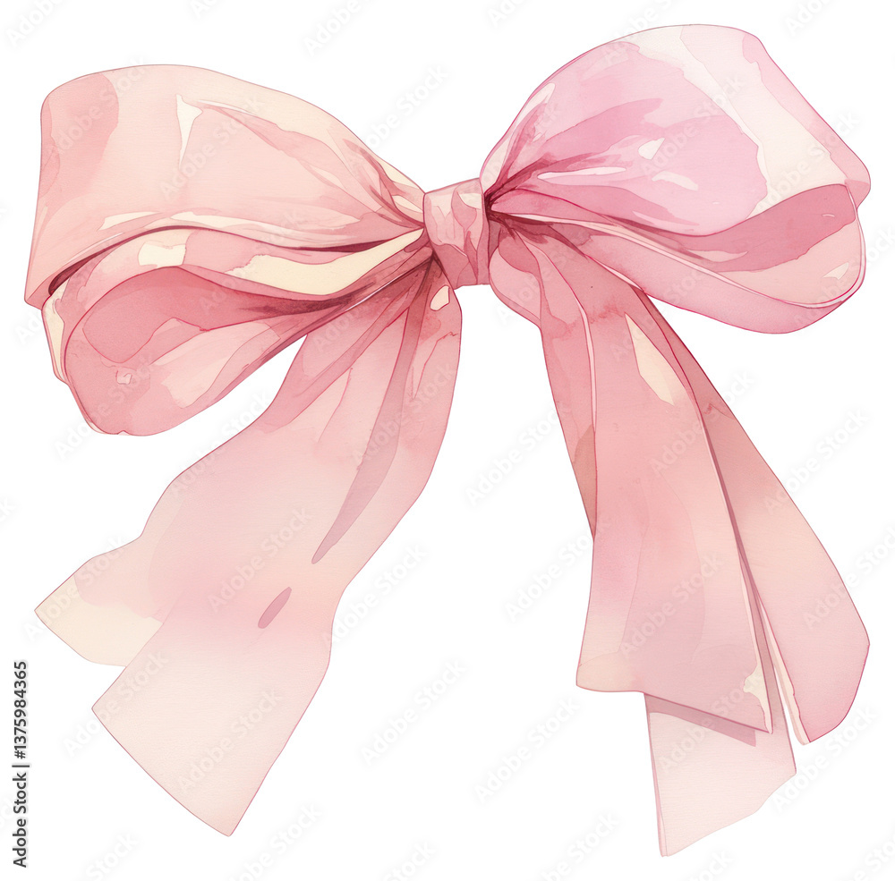 PNG Elegant pink watercolor bow illustration