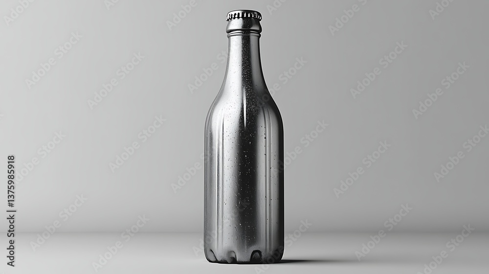 Realistic 3D Mockup of an Aluminum Bottle Template for Editable Design Projects Realistic 3D Mockup of an Aluminum Bottle Template for Editable Design Projects